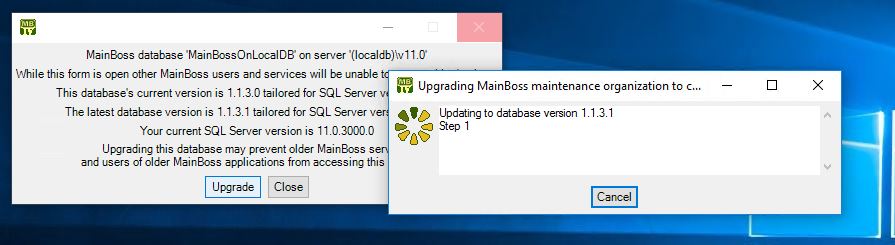 Upgrading the MainBoss database