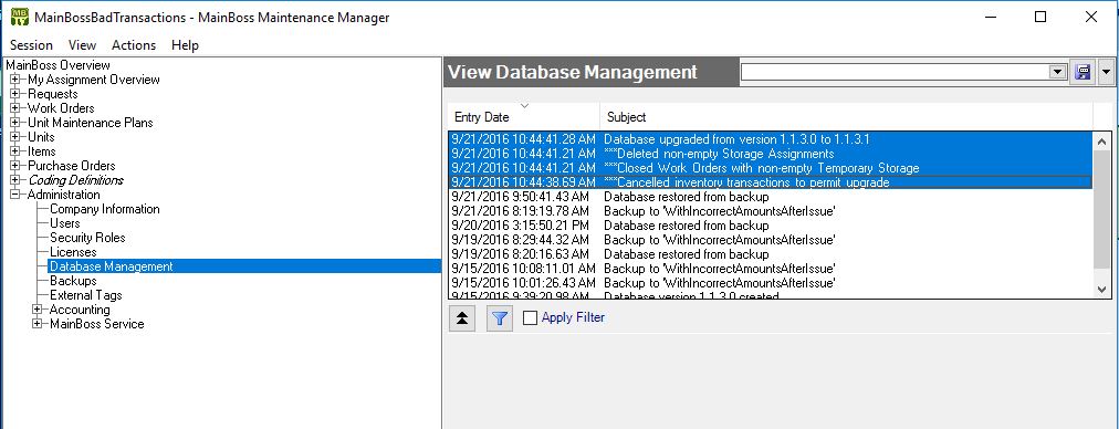 Database Managment Information